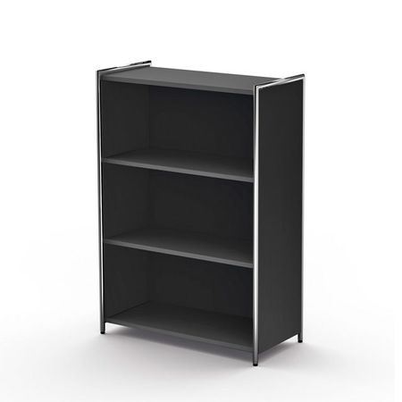 offenes sideboard aktenregal homeoffice bücherregal kommode schwarz anthrazit chromrahmen
