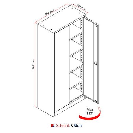 Stahlschrank Flügeltürschrank Aktenschrank Hängeregisterschrank Büroschrank Masse Zeichnung