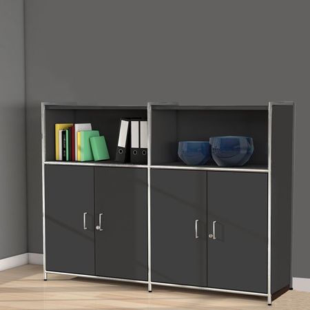 Chromeline Sideboard 3 / 2 mit Holztüren | 115 x158 x 38 cm | Anthrazit oder Weiß