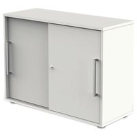 Schiebetürenschrank aus Holz - 2 Ordnerhöhen | 75x100x40 WEIß