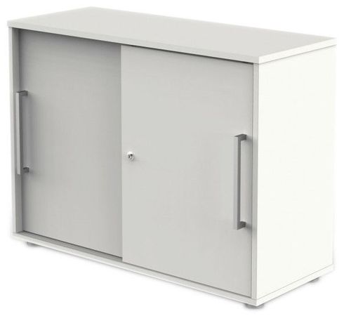 Schiebetürenschrank aus Holz - 2 Ordnerhöhen | 75x100x40 WEIß