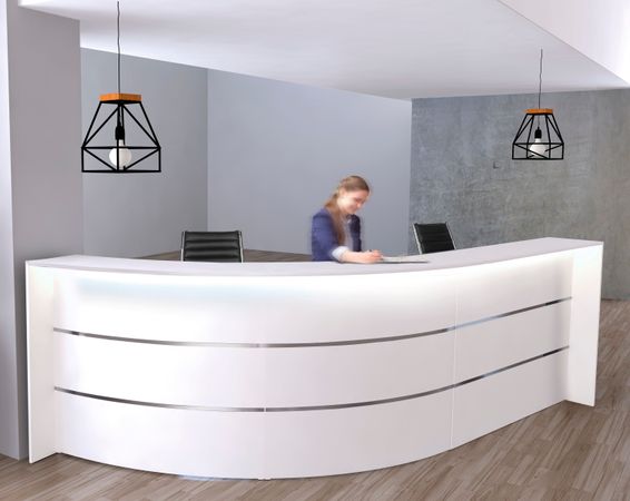 Große Bogentheke Surround komplett weiß | 112 x 332 x 180 cm (HxBxT)