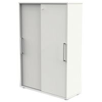 Schiebetürenschrank aus Holz - 4 Ordnerhöhen | 147x100x40 WEIß