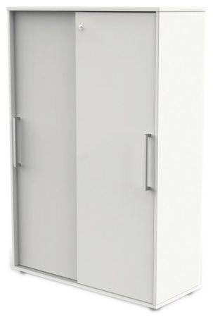 Schiebetürenschrank aus Holz - 4 Ordnerhöhen | 147x100x40 WEIß