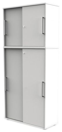 Schiebetürenschrank aus Holz - 6 Ordnerhöhen | 222x100x40 WEIß