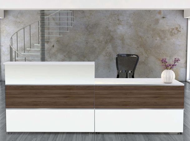 Empfangstheke Nussbaum 7 | 108 x 275 x 92 cm (HxBxT)
