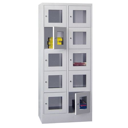 PAVOY Schließfachschrank mit Sichtfenstertüren | 10 Abteile je 40 cm breit | 185 x 80 x 50 | GROßE FARBAUSWAHL