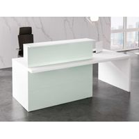 Empfangstheke Satinwhite mit Besprechungsplatz | 112 x 220 x 100 cm (HxBxT)
