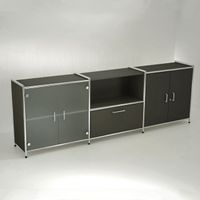 Chromeline Sideboard 2 / 3 Kombination A mit Schublade und Flügeltüren | 78 x 236 x 38 cm | Anthrazit, Weiß, Rot
