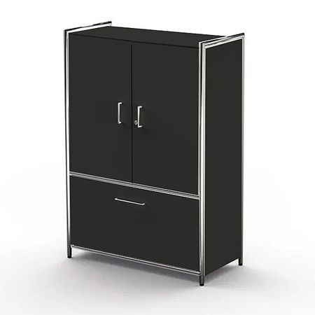 Chromeline Sideboard mit Schublade und Flügeltüren in 3 Ordnerhöhen | 115 x 80 x 38 cm | in Anthrazit