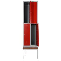 Spind mit 2x2 Abteilen 195x60x50 GRAU/ROT