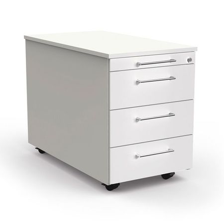 Rollcontainer Stauraum Schreibtischcontainer Materialschale Schubladenschrank weiss