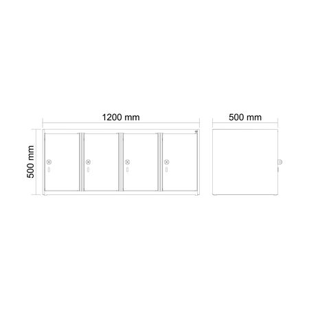C+P Aufsatzschrank Evolo PLUS 4 Abteile 500x1200
