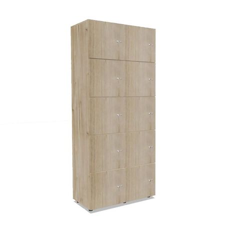 Fächerschrank aus Holz Fichte 10 Schließfächer Holzschrank abschließbar Schließfachschrank