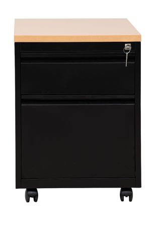 Rollcontainer mit Hängeregistratur und 1 Schublade | SCHWARZ/BUCHE | 62 x 46 x 79 cm (HxBxT) 