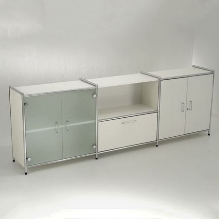 sideboard büroschrankwand aktenschrank glastüren schubladenschrank flügeltürenschrank niedrig anthrazit schwarz 