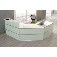 Empfangstheke Satinglas C-Form mit großem Beratungsplatz | 108 x 250 x 250 cm (HxBxT)