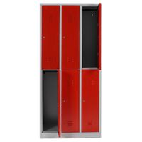 Spind mit 3x2 Abteilen 195x90x50 GRAU/ROT 