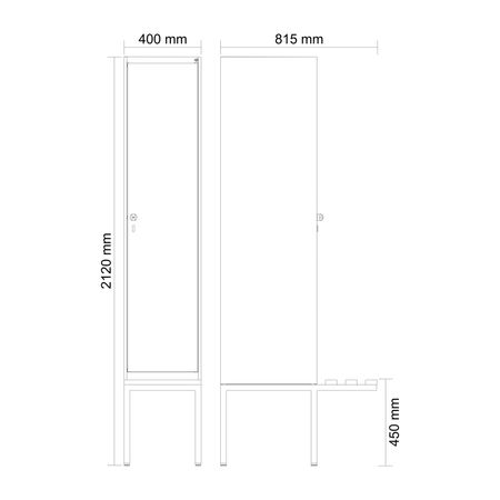 C+P Spind Evolo PLUS Bank 1 Abteile 2120x400x81