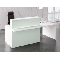 Empfangstheke Satinwhite mit Besprechungsplatz | 112 x 220 x 100 cm (HxBxT)