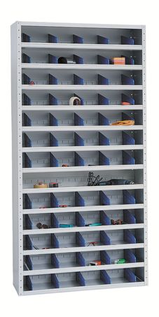 WERKSTATTEINRICHTUNG | Werkstattregal zur Aufbewahrung von Kleinteilen 198x100x40 - LICHTGRAU/BLAU