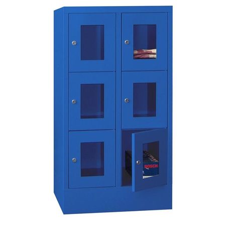 PAVOY Schließfachschrank mit Sichtfenstertüren | 6 Abteile je 30 cm breit | 118