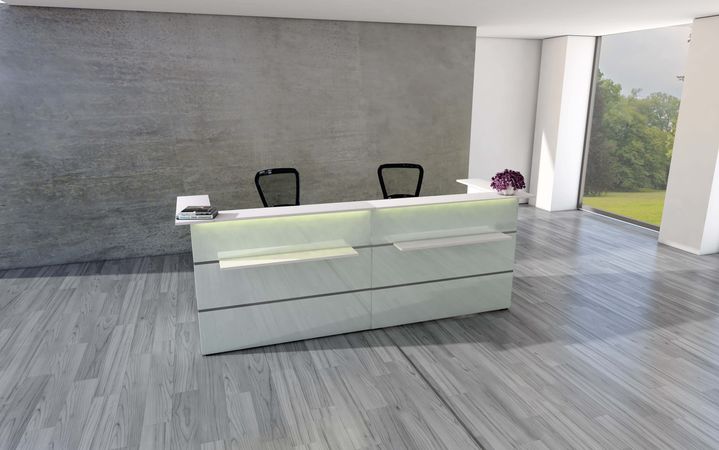 Rezeption ESG Sicherheitsglas Thekenelement  Empfangstheken Ladenausstattung Büromöbel Arztpraxis