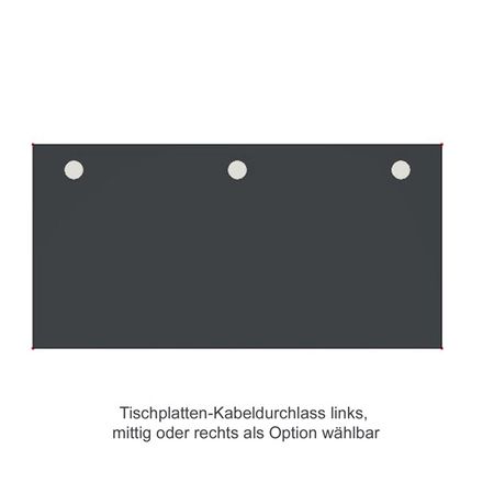 Kabeldurchlassbohrung links mittig rechts chromeline höhenverstellbarer Schreibtisch Sitz-Steh-Tisch