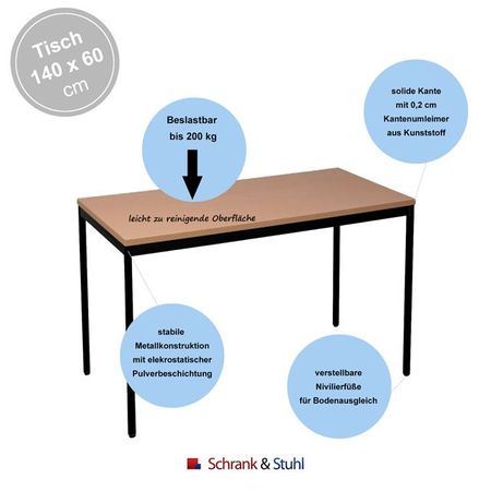 Buche Dekor mit Chromtischbeinen seitlich
