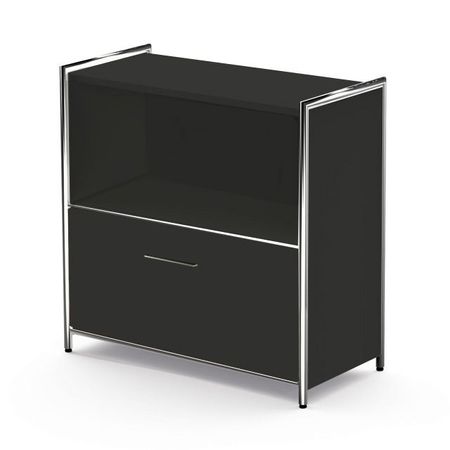 sideboard schübe schub schublade aktenschrank aktenregal büroregal anthrazit schwarz chrom edel
