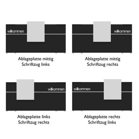 Empfangstresen Leo Position Ablageplatte und Schriftzug