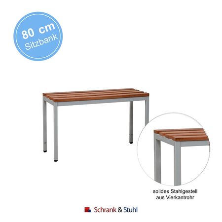 Sitbank mit Holzlatten und Vierkantrohrgestell