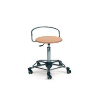 Hocker | Arbeitshocker mit Muldensitz Sichtholz und Rückenbügel