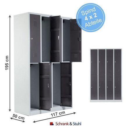 Spind mit 4x2 Abteilen