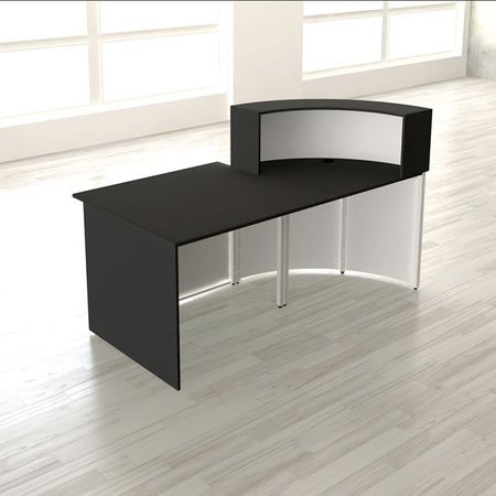 Empfangstheke Rezeption Counter Empfangstresen Schreibtisch Arbeitsplatz weiß anthrazit weiss Rückenansicht