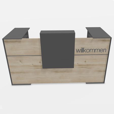 Anmeldung Leo Empfangstheke Holz LED-Beleuchtung Stauraum Rezeption