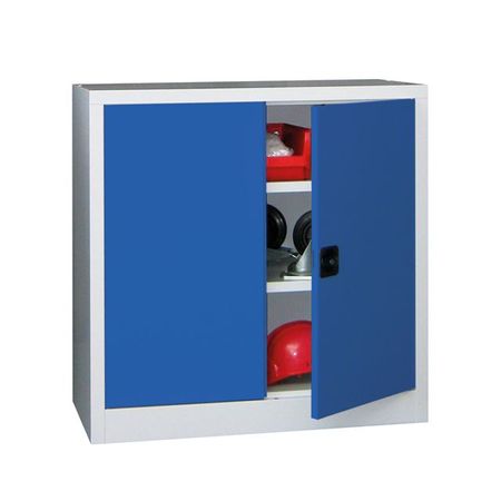 lagerschrank materialschrank stahlschrank halbhoch halbhoher werkstattschrank blau