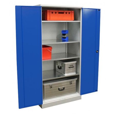 XXL Werkstattschrank | Materialschrank GRAU/BLAU 195x92x60 vollverzinkte Fachböden