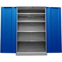 Obelixxx Werkstattschrank verzinkt | Materialschrank GRAU/BLAU 195x120x50 vollverzinkte Fachböden