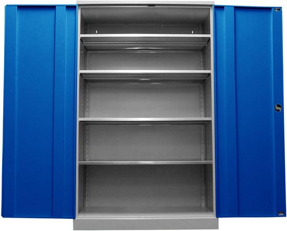 Obelixxx Werkstattschrank verzinkt | Materialschrank GRAU/BLAU 195x120x50 vollverzinkte Fachböden