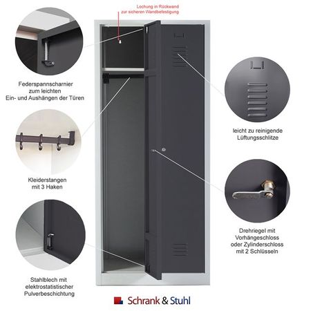 Schrägdach Umkleidespint Arbeitsspind 