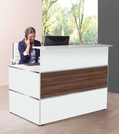 Empfangstresen Nussbaum 4 | 108 x 140 x 92 cm (HxBxT)