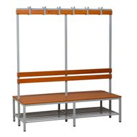 Sitzbank | Garderobenbank - 160 cm doppelseitig mit Schuhrost und Hakenleiste
