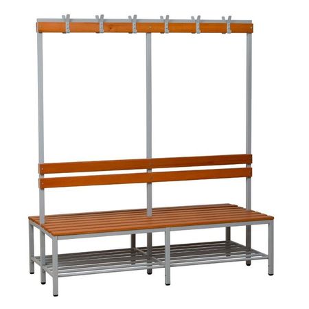 Sitzbank | Garderobenbank - 160 cm doppelseitig mit Schuhrost und Hakenleiste