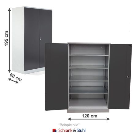 Koloss Werkstattschrank verzinkt | Materialschrank GRAU/ANTHRAZIT 195x120x60 vollverzinkte Fachböden 