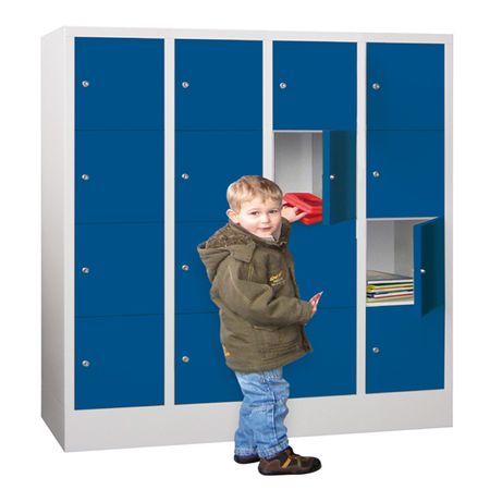 PAVOY Schließfachschrank mit Vollblechtüren | 16 Abteile je 30 cm breit | 151,8 x 120 x 50 | große Farbauswahl