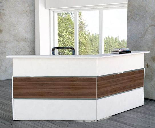 Empfangstheke Nussbaum 6 Winkeltheke | 108 x 241 x 170 cm (HxBxT)