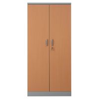 Aktenschrank | Stahlschrank mit Dekortüren 195x92x42 GRAU/BUCHE