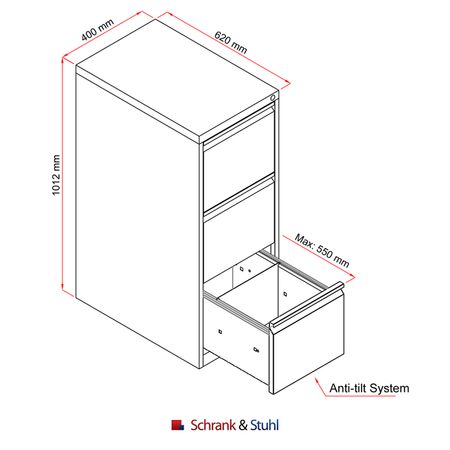 Hängeregisterschrank 3 Schübe