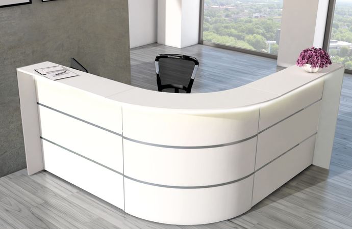 Winkeltheke Surround komplett weiß | 112 x 232 x 232 cm (HxBxT)